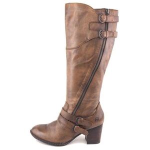 Born Milari Marrone brown leather knee high heeled boots